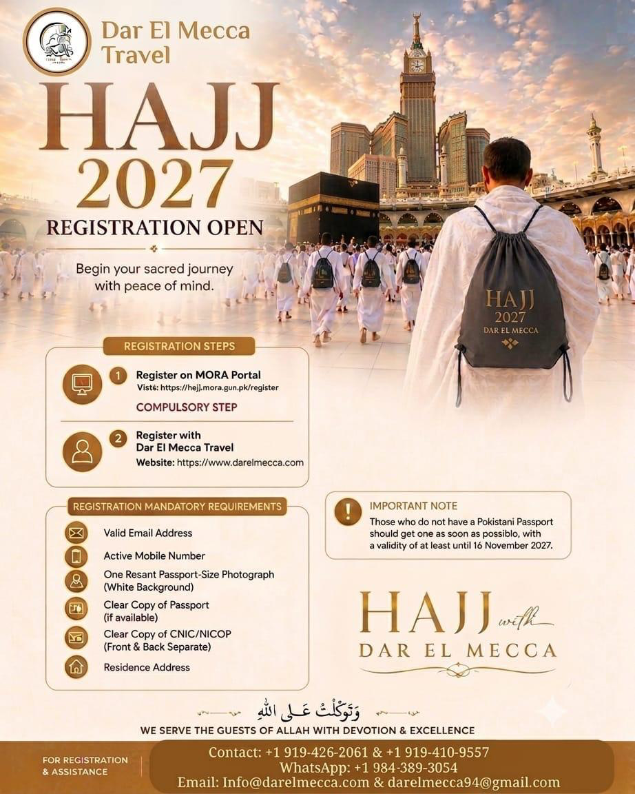 Hajj 2027 Registration Flyer — Dar El Mecca Travel